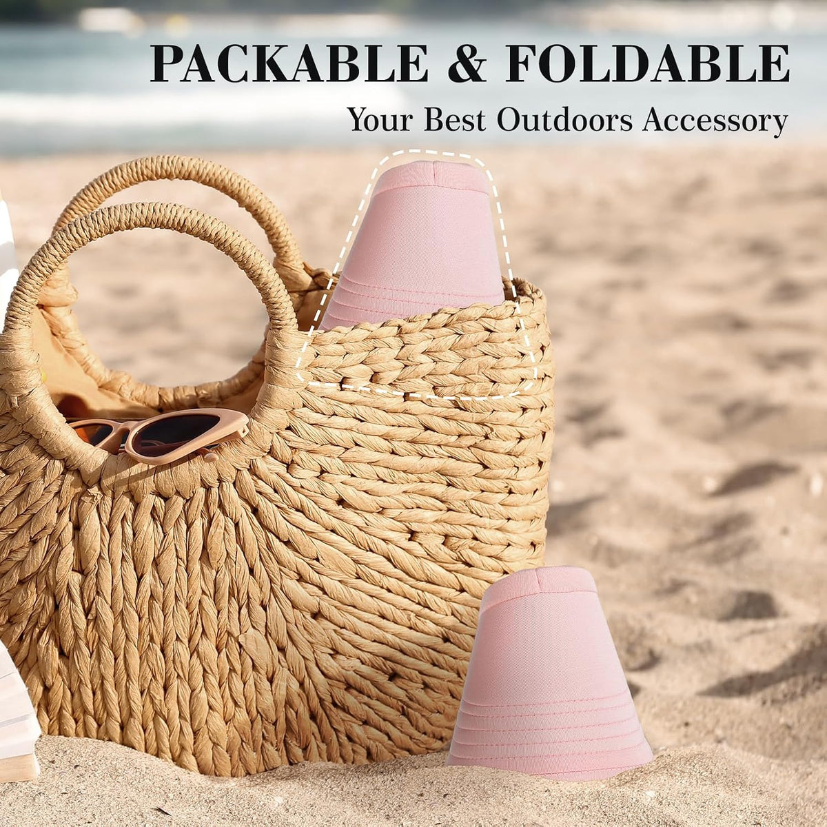 Sun Hats for Women, Wide Brim UV Protection Foldable Sun Visor Hats, UPF50+