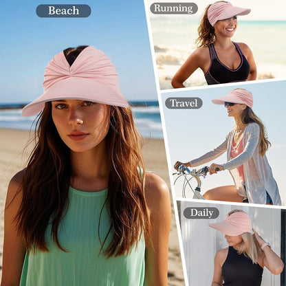 Sun Hats for Women, Wide Brim UV Protection Foldable Sun Visor Hats, UPF50+