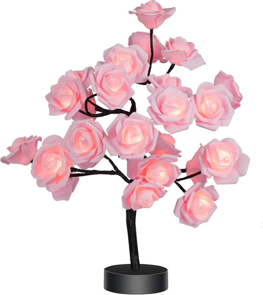 Birthday Mother's Day Valentine's Day Gifts for Mom Women Daughter Wife Girlfriend Sister Pink Flower Rose Tree lamp Cute Room Decor for Bedroom Livingroom