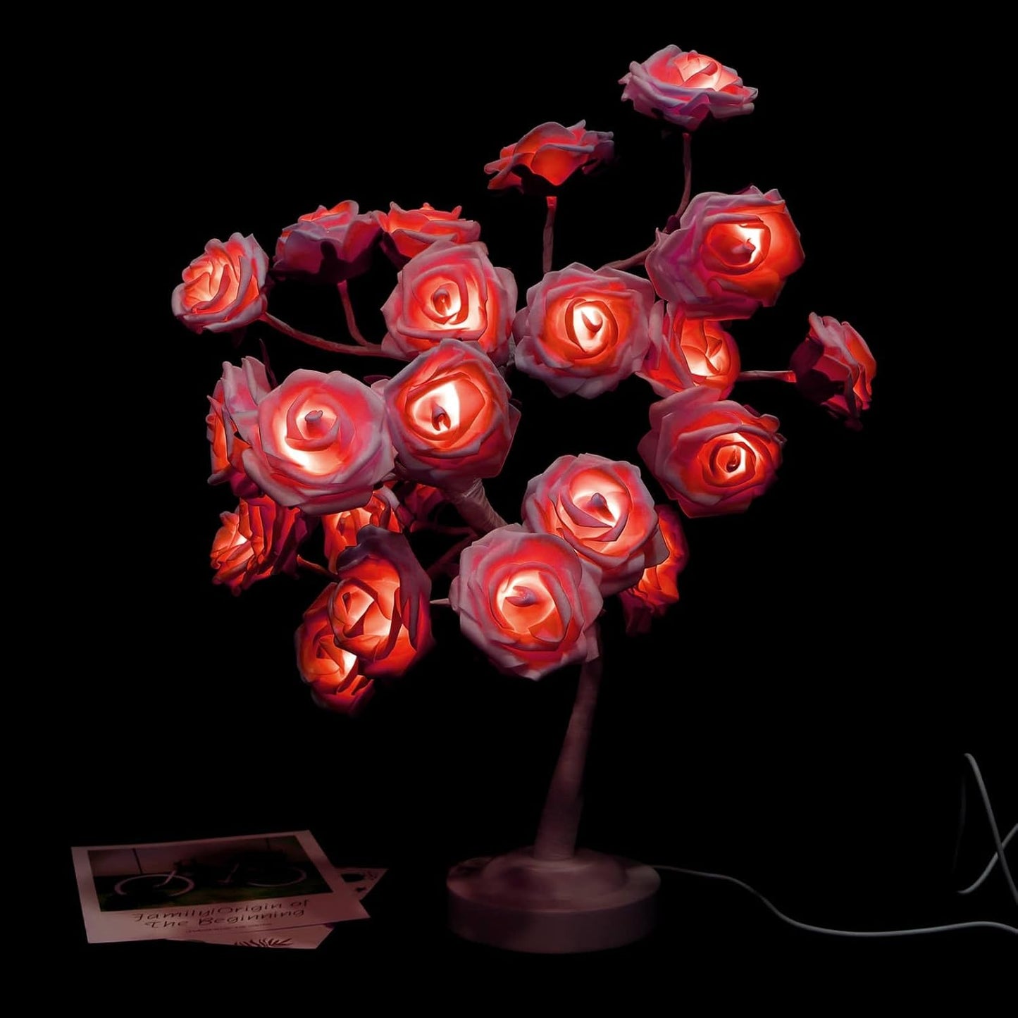 Birthday Mother's Day Valentine's Day Gifts for Mom Women Daughter Wife Girlfriend Sister Pink Flower Rose Tree lamp Cute Room Decor for Bedroom Livingroom