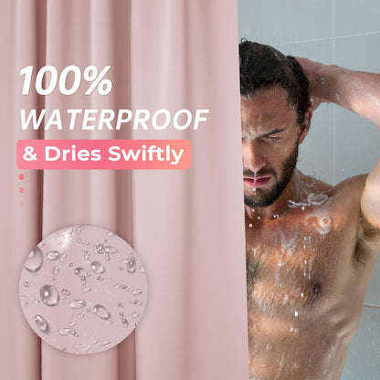Light Pink Shower Curtain Plastic 72x72 Inches, Premium PEVA Shower Curtain Pink, 8G Heavy Duty Shower Curtains for Bathroom with 3 Big Weighted Stones and 12 Rustproof Grommets