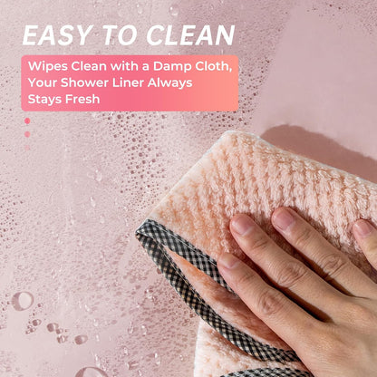 Light Pink Shower Curtain Plastic 72x72 Inches, Premium PEVA Shower Curtain Pink, 8G Heavy Duty Shower Curtains for Bathroom with 3 Big Weighted Stones and 12 Rustproof Grommets