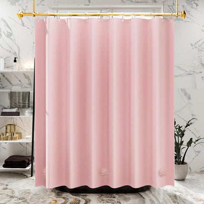 Light Pink Shower Curtain Plastic 72x72 Inches, Premium PEVA Shower Curtain Pink, 8G Heavy Duty Shower Curtains for Bathroom with 3 Big Weighted Stones and 12 Rustproof Grommets