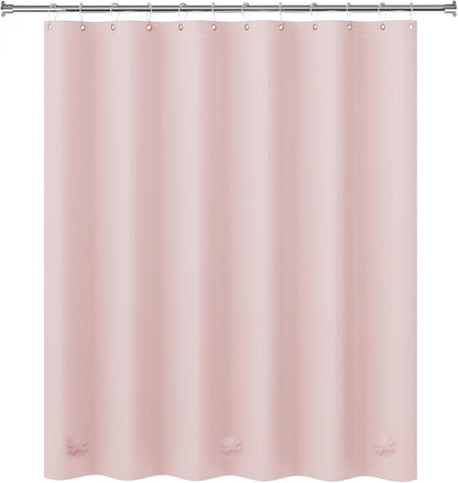 Light Pink Shower Curtain Plastic 72x72 Inches, Premium PEVA Shower Curtain Pink, 8G Heavy Duty Shower Curtains for Bathroom with 3 Big Weighted Stones and 12 Rustproof Grommets
