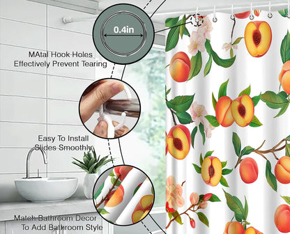 Peach Fruits Shower Curtain 70" W x 70" L for Bathroom