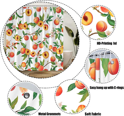 Peach Fruits Shower Curtain 70" W x 70" L for Bathroom