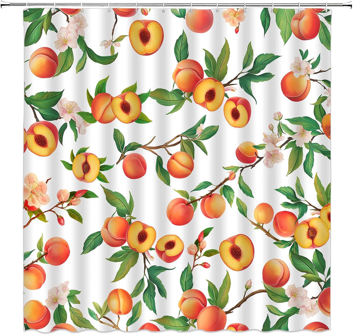 Peach Fruits Shower Curtain 70" W x 70" L for Bathroom