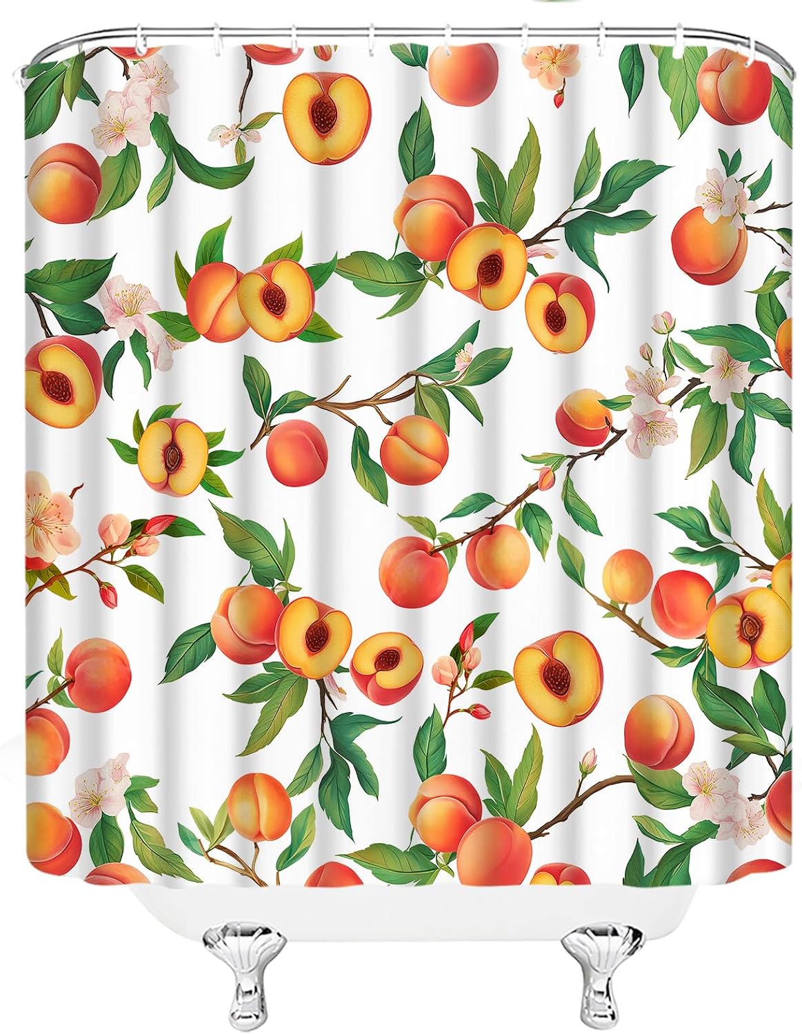 Peach Fruits Shower Curtain 70" W x 70" L for Bathroom