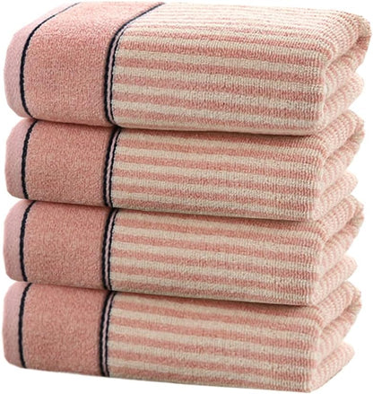 Striped Cotton Hand Towels Set of 4 for Bathroom (Pink)
