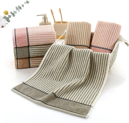 Striped Cotton Hand Towels Set of 4 for Bathroom (Pink)