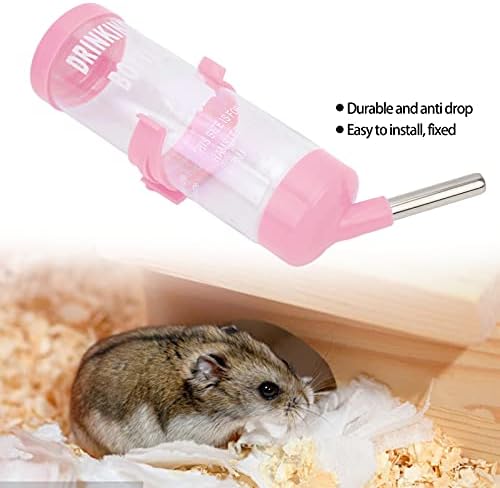 Small Animal Water Bottle 125ml No Drip Dispenser for Hamster Gerbil Rat Chinchilla Guinea Pig Rabbit, Stainless Steel Ball Leak Proof, 1pc with Fixed Strip for Cage