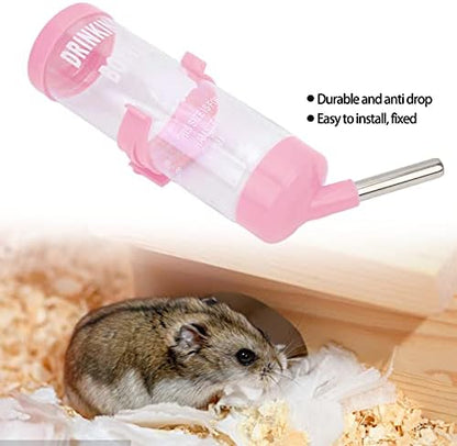Small Animal Water Bottle 125ml No Drip Dispenser for Hamster Gerbil Rat Chinchilla Guinea Pig Rabbit, Stainless Steel Ball Leak Proof, 1pc with Fixed Strip for Cage