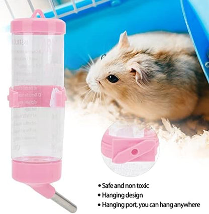 Small Animal Water Bottle 125ml No Drip Dispenser for Hamster Gerbil Rat Chinchilla Guinea Pig Rabbit, Stainless Steel Ball Leak Proof, 1pc with Fixed Strip for Cage