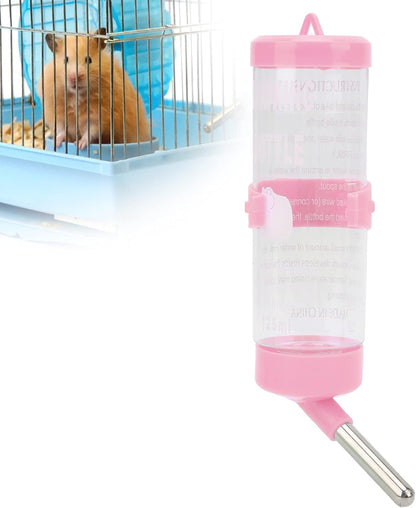 Small Animal Water Bottle 125ml No Drip Dispenser for Hamster Gerbil Rat Chinchilla Guinea Pig Rabbit, Stainless Steel Ball Leak Proof, 1pc with Fixed Strip for Cage