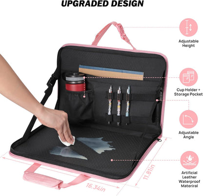 3 in 1 Steering Wheel Eating Tray (Pink), Car Back Seat Laptop Desk, Multifunctional Office Bag Car Work Table for Writing, Car Organizer for Kids, Commuters, Family