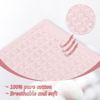 4 Piece 100% Cotton Waffle Bath Towel, Light Pink 27 x 54 inch