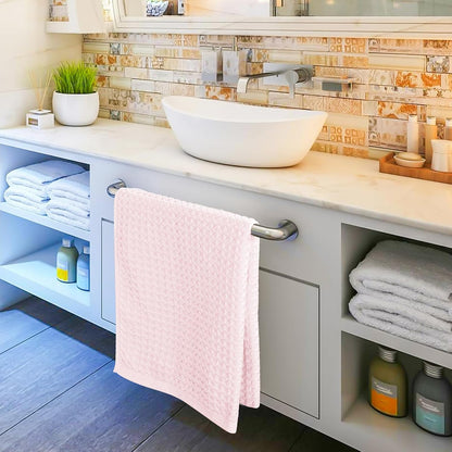 4 Piece 100% Cotton Waffle Bath Towel, Light Pink 27 x 54 inch