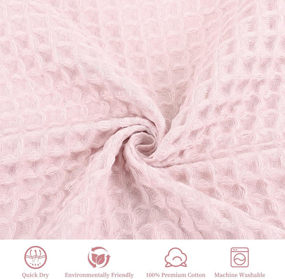 4 Piece 100% Cotton Waffle Bath Towel, Light Pink 27 x 54 inch