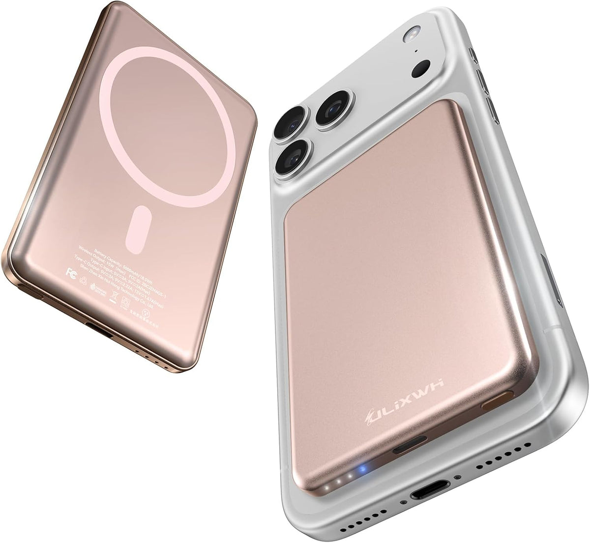 [0.3" Ultra Slim] [Alloy-Made] for Magsafe Portable Charger for iPhone, 2026 Upgrade 5000mAh Fast Charging Magnetic Power Bank, Wireless Battery Pack for iPhone 17 Air 16 15 Pro Max 14 13, Pink