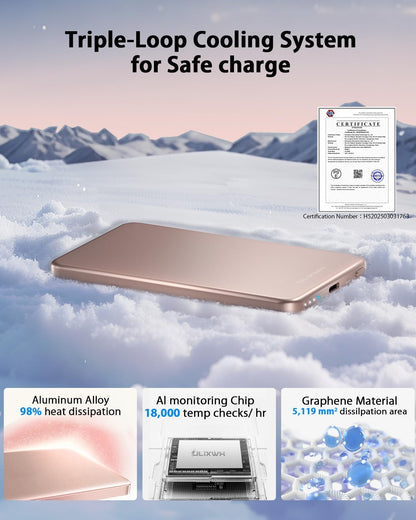 [0.3" Ultra Slim] [Alloy-Made] for Magsafe Portable Charger for iPhone, 2026 Upgrade 5000mAh Fast Charging Magnetic Power Bank, Wireless Battery Pack for iPhone 17 Air 16 15 Pro Max 14 13, Pink