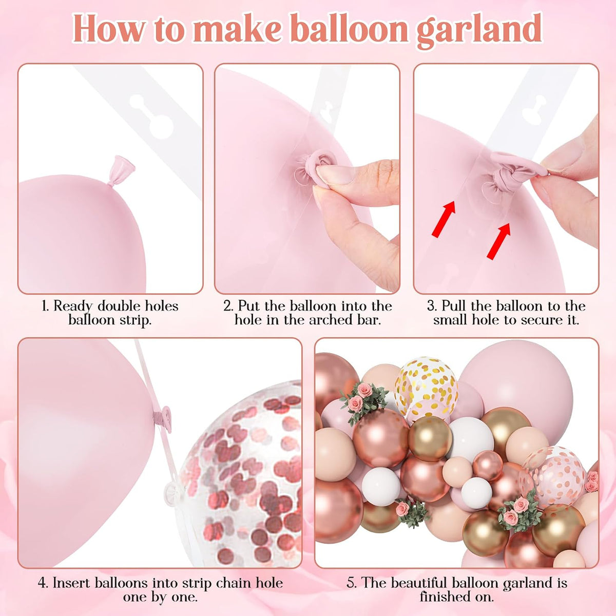 135pcs Rose Gold Balloons Pink Girl Baby Shower Decorations
