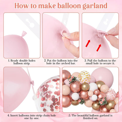 135pcs Rose Gold Balloons Pink Girl Baby Shower Decorations