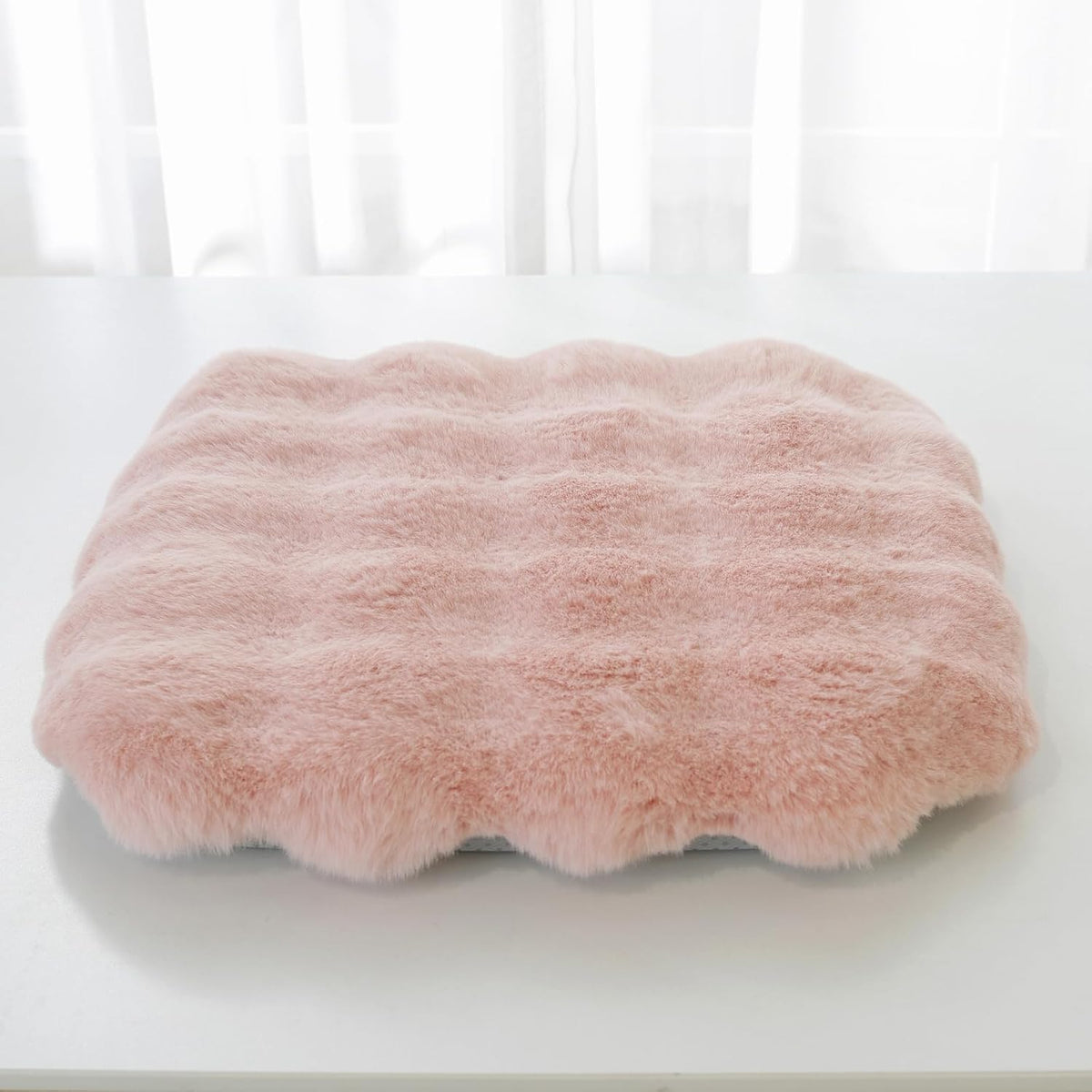 Plush Fuzzy High Resilience Chair Cushion 13"x13"x2" Removable Chair Pads Non Slips Square Seat Cushions with Ties for Indoor Dining Room Kitchen and Office Chairs (Pink,13"x13")