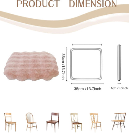 Plush Fuzzy High Resilience Chair Cushion 13"x13"x2" Removable Chair Pads Non Slips Square Seat Cushions with Ties for Indoor Dining Room Kitchen and Office Chairs (Pink,13"x13")