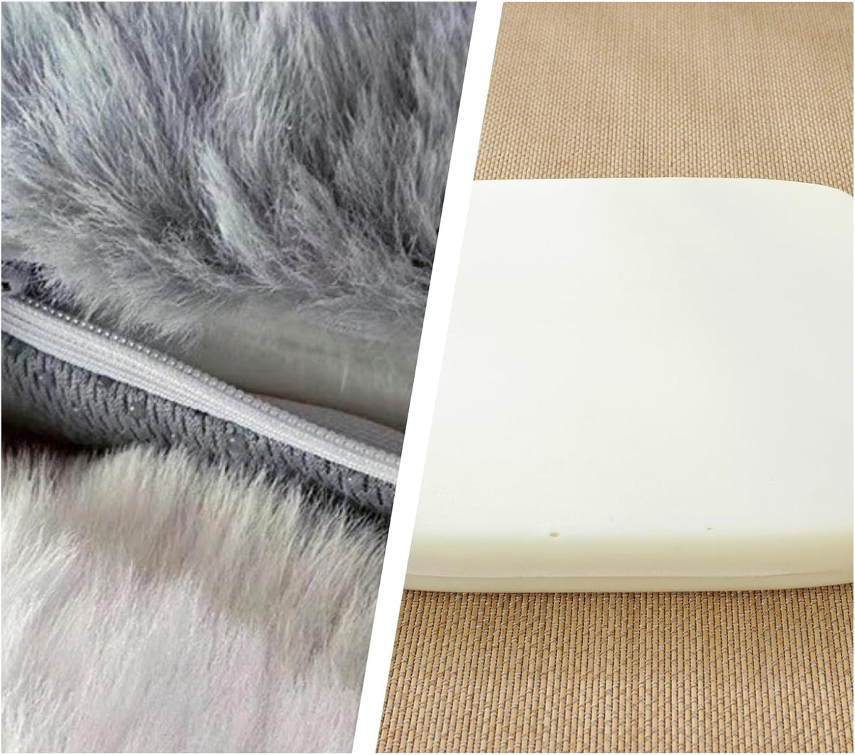 Plush Fuzzy High Resilience Chair Cushion 13"x13"x2" Removable Chair Pads Non Slips Square Seat Cushions with Ties for Indoor Dining Room Kitchen and Office Chairs (Pink,13"x13")