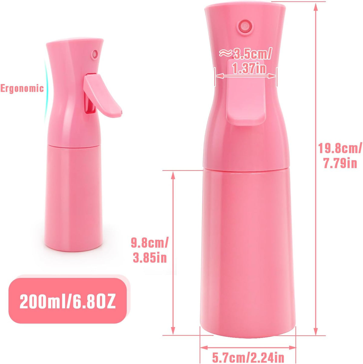 Empty Spray bottles, Spray Water Bottle Fine Mist Refillable, Continuous Spray Bottle for Hair, Skin Care, Planting, Showering Pets, Travel, Cleaning & Home (Pink 2Pack