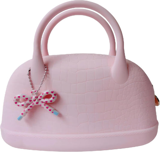 Silicone Makeup Handbag Portable Cosmetic Organizer - Waterproof & Easy to Clean, Travel & Home Storage for Women & Girls - Light Pink