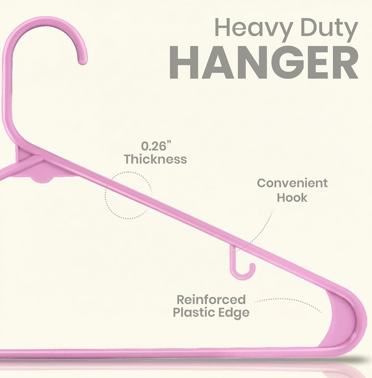 Plastic Hangers 50 Pack – Built-in Strap Hooks Pink