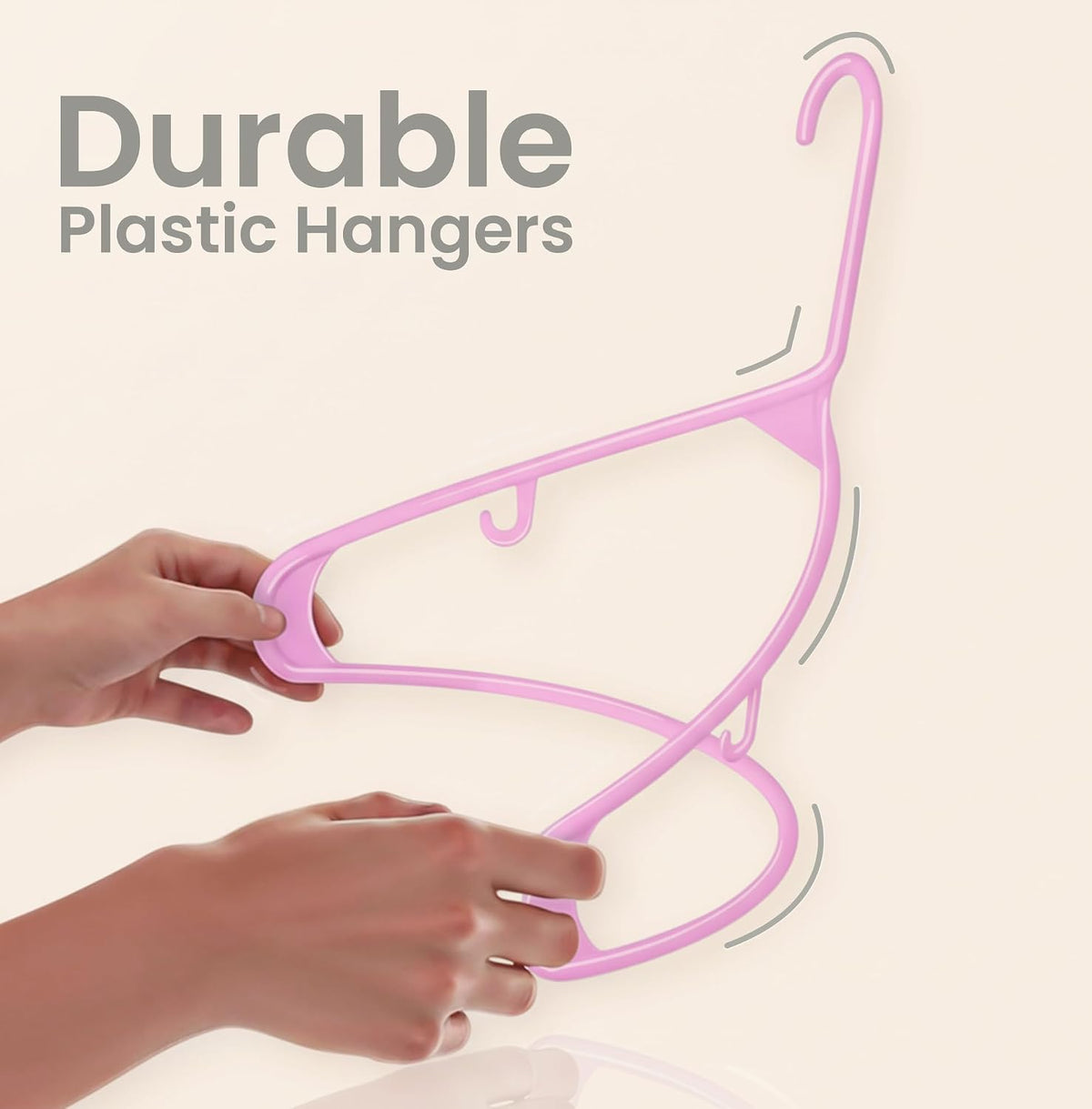 Plastic Hangers 50 Pack – Built-in Strap Hooks Pink