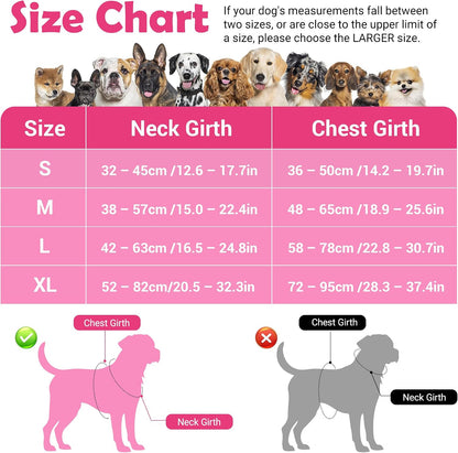 Funfox Dog Harness No Pull, Adjustable Pet Vest Harness, Super Soft Material with Vertical Handle Easy Control, Reflective Night Walking, 2 Leash Clips for Large Dogs, Pink, L