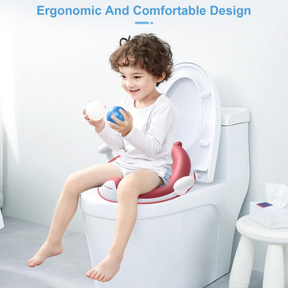 Potty Training Toilet Seat with Cushion, Handles, Splash Guard