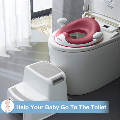 Potty Training Toilet Seat with Cushion, Handles, Splash Guard