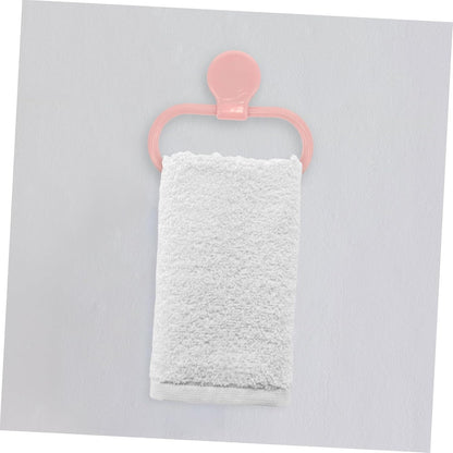 Pink Self Adhesive Towel Ring No Drilling Bathroom Holder