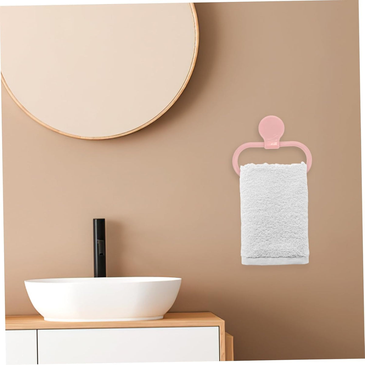 Pink Self Adhesive Towel Ring No Drilling Bathroom Holder