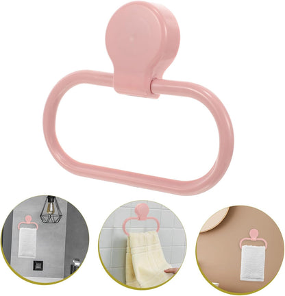 Pink Self Adhesive Towel Ring No Drilling Bathroom Holder