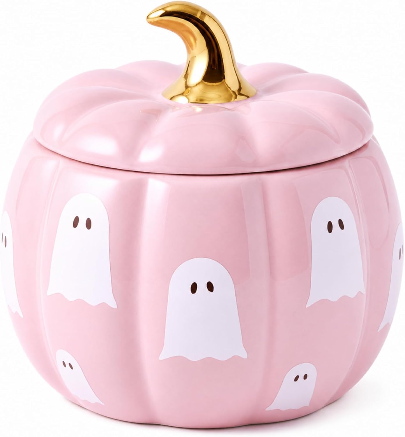 Ghost Pumpkin Shaped Candle 9 oz Ceramic Candle Jar