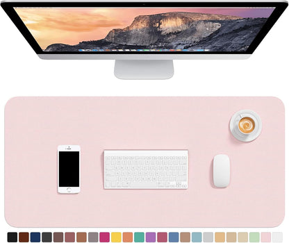 Desk Pad, 30" x 14" PU Leather Desk Mat, XL Extended Mouse Pad, Waterproof Desktop Blotter Protector, Non-Slip Ultra Thin Large Laptop Keyboard Writing Mat for Office Home, Pink