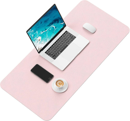 Desk Pad, 30" x 14" PU Leather Desk Mat, XL Extended Mouse Pad, Waterproof Desktop Blotter Protector, Non-Slip Ultra Thin Large Laptop Keyboard Writing Mat for Office Home, Pink