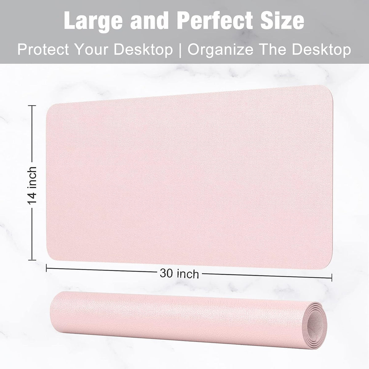 Desk Pad, 30" x 14" PU Leather Desk Mat, XL Extended Mouse Pad, Waterproof Desktop Blotter Protector, Non-Slip Ultra Thin Large Laptop Keyboard Writing Mat for Office Home, Pink