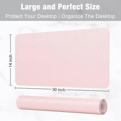 Desk Pad, 30" x 14" PU Leather Desk Mat, XL Extended Mouse Pad, Waterproof Desktop Blotter Protector, Non-Slip Ultra Thin Large Laptop Keyboard Writing Mat for Office Home, Pink