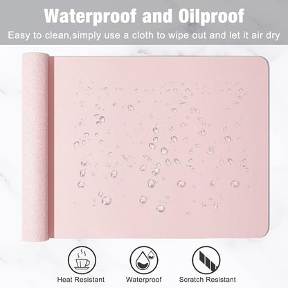 Desk Pad, 30" x 14" PU Leather Desk Mat, XL Extended Mouse Pad, Waterproof Desktop Blotter Protector, Non-Slip Ultra Thin Large Laptop Keyboard Writing Mat for Office Home, Pink