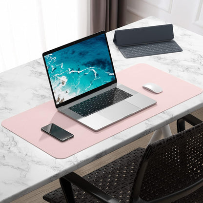 Desk Pad, 30" x 14" PU Leather Desk Mat, XL Extended Mouse Pad, Waterproof Desktop Blotter Protector, Non-Slip Ultra Thin Large Laptop Keyboard Writing Mat for Office Home, Pink
