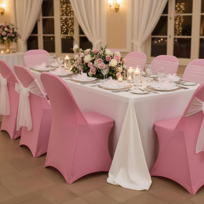 2 Packs Folding Chair Covers Seat Cover for Dining Wedding Party (2, Pink)