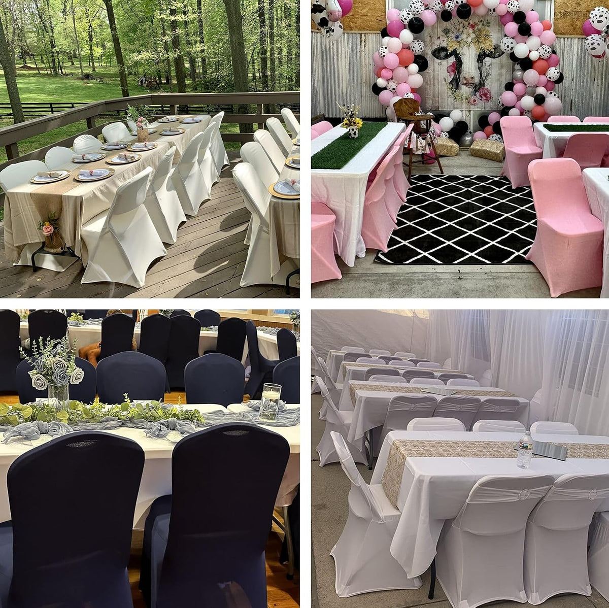 2 Packs Folding Chair Covers Seat Cover for Dining Wedding Party (2, Pink)