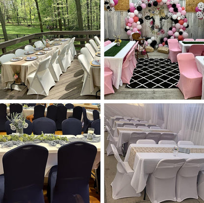 2 Packs Folding Chair Covers Seat Cover for Dining Wedding Party (2, Pink)