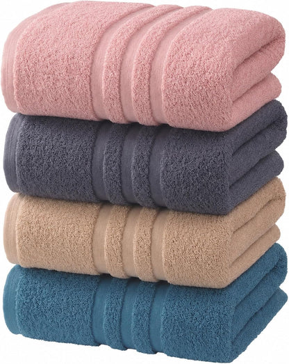 Large 100% Organic Cotton Bath Towels 4 Pack, 30x60 in, Multicolor